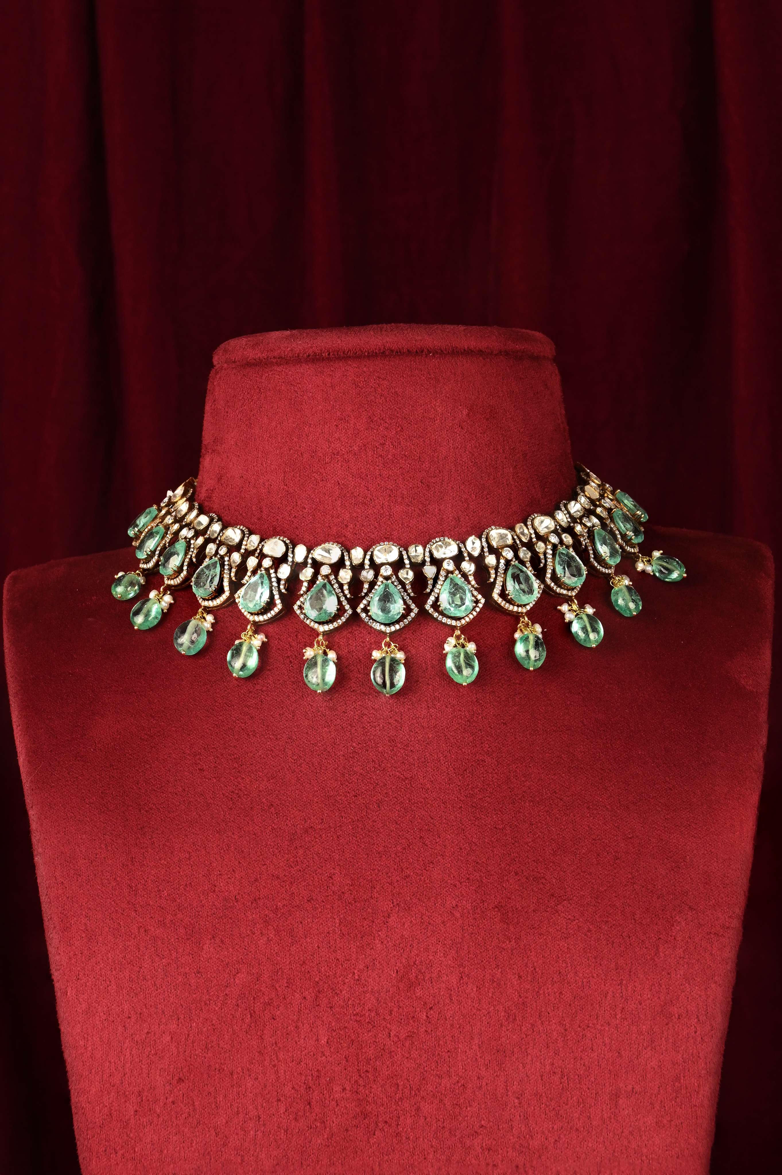 Brinda Gold and Diamonds - Emerald Gold Necklace